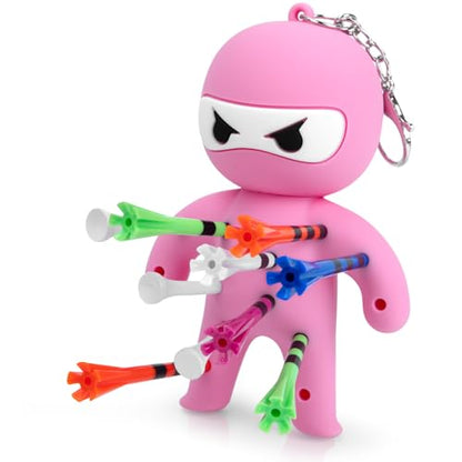 Golf Tee Holder, Ninja Portable Funny Golf Tees Holder Keychain Golf Gift Golf Accessories for Men & Women - color: Pink