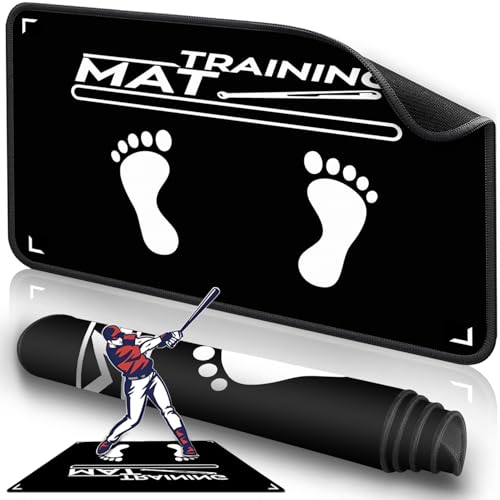 2F22E Baseball Hitting Mat,Indoor/Outdoor Portable Batting Cage Mat,35.4 * 23.6 Inch Baseball and Softball Batter Stance Training Mat for Kids to Improve Posture - color: Black