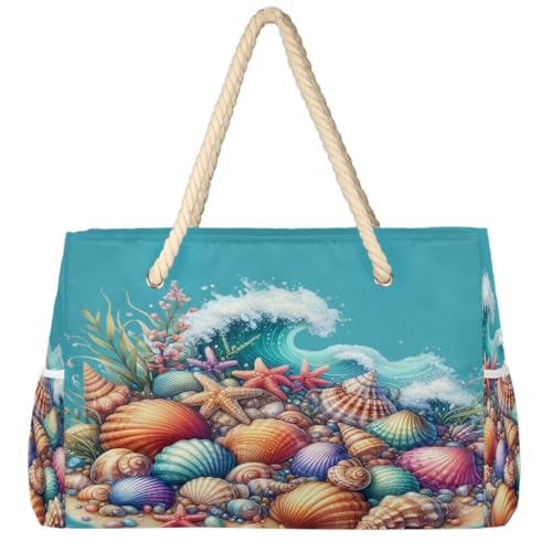 Beach Bag Waterproof Sand-proof Canvas Tote Lightweight Shoulder Bag Suitable for Family outdoor travel - color: E5