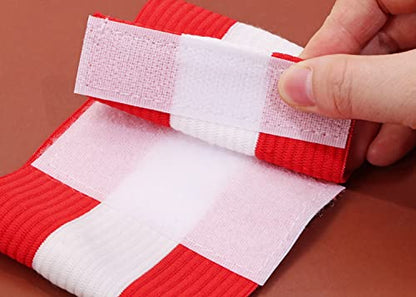 ONLYKXY Captain Armbands 9x30CM/3.54x11.81inch Adjustable Leader Armband for Soccer Basketball Volleyball School Team Competition Coach Players Wrist Arm Bands - color: Red+White