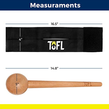 TOFL Baseball Glove Break-in Kit | Wooden Mallet and Elastic Wrap Band for Pocket Formation and Shaping | Hardwood Leather Softening Hammer with Adjustable Strap for Baseball Softball Training Use - color: Red+Mallet
