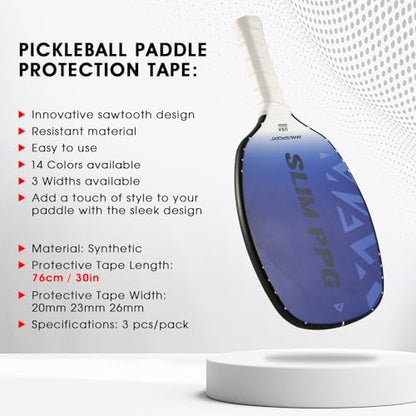 PICKLETECH Pickleball Paddle Protection Tape - Paddle Head Edge Guard - Racket Edge Protection Tape -Fit Perfectly Curved Edge -No Wrinkling - color: Black, size: Width 26mm