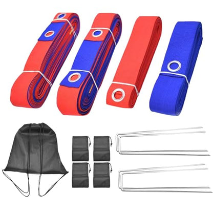 Portable Volleyball Court Boundary Lines for Sand Ideal for Beach Lawn Park Home and Outdoor Workouts Easy to Transport and Set Up (Red and Blue sandbags)