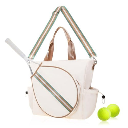 Tennis Bag for Women Racket Tote, Stylish Backpack - Unisex Racquet Sports Pickleball Bag Convertible Shoulder, Crossbody Strap Large Compartment - color: Tote - Mint