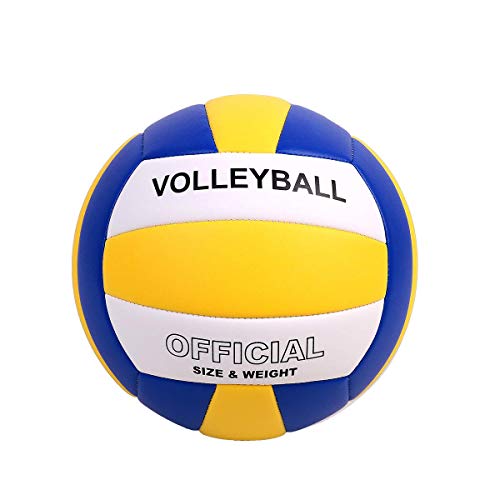 Volleyball Size 5 PU Leather Soft Indoor Outdoor Volleyballs Sports Training Game Play Ball for Beginner, Teenager, Adult, 8.2 - color: Yellow