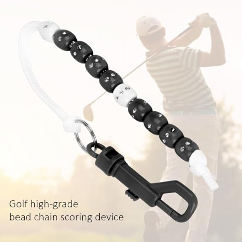 Rhinestone Bead Chain Golf Counter – Nylon Scoring Tool with Shining Rhinestone for Golf Bag, Clip-On Stroke Counter