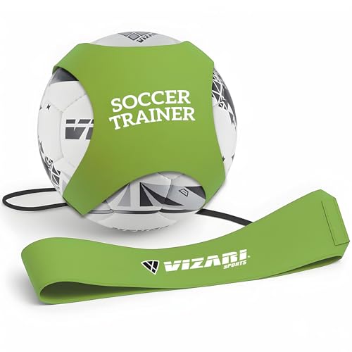 Vizari Soccer Trainer Belt - Solo Training for Youth & Adult - Soccer Kick Trainer for Ball Sizes 3, 4, 5 | Ideal for Volleyball, Rugby, Football - color: Lime Green