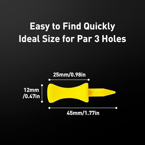 Amy Sport Golf Tees Step Down Plastic Unbreakable 50 Pack Reusable Bulk Professional Height Control Castle Tee for Practice - color: 50 Pack 1 3/4" in Yellow