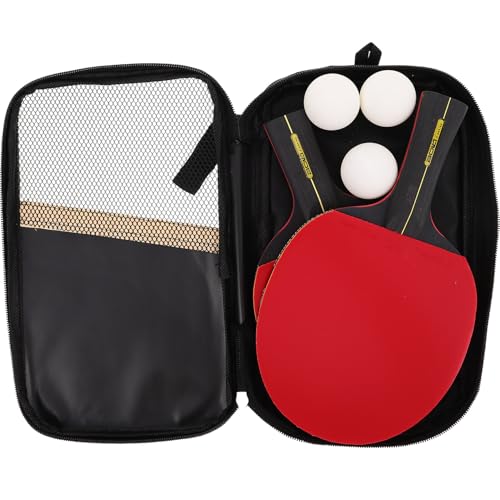 FUOYLOO Table Tennis Paddle Set for Students with 1 Long and 1 Short Pure Wood Rackets, 3 Ping Pong Balls, Anti-Slip Handles, Portable Trainer Kit for Home and Outdoor Sports