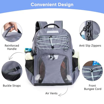 Basketball Bag Backpack with Ball Compartment & Shoe Pocket – Gym Bag for Basketball, Soccer, Football, Volleyball – Large Capacity Athletic Backpack for Youth & Adults, Basketball Gifts - color: Grey