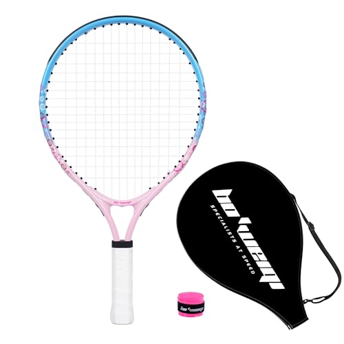 bo'weiqi 17"-25" Kids Tennis Racket for Aged 2-12 Lightweight Youth Tennis Racquet for Girls and Boys Outdoor/Indoor Sports with 1 Non-Slip Grip and 1 Shoulder Strap Bag Easy Carry - color: Blue Pink, size: 17"
