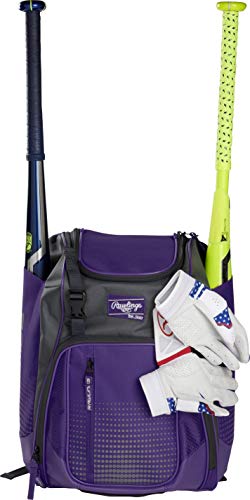 Rawlings | FRANCHISE Backpack Equipment Bag | Baseball/Softball | Rec/Travel | Multiple Styles - color: Purple