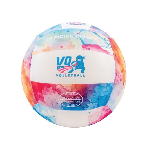 Soft Volleyball - Foam, Silent, No-Deflate, Durable Indoor Volleyball for Training, Games & Practice - Soft on Arms, Safe for House - color: Watercolor