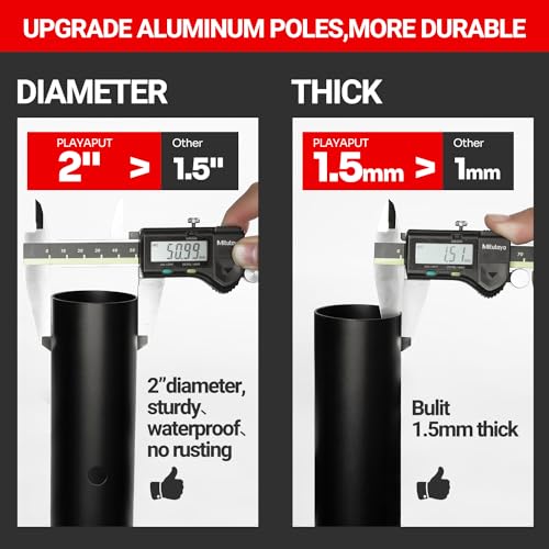 PLAYAPUT Outdoor Professional Volleyball Net System, Aluminum Poles with Scoring System and Anti-Sag Winch, Easy Adjust Heights Portable Volleyball Net for Backyard,Beach, Grass