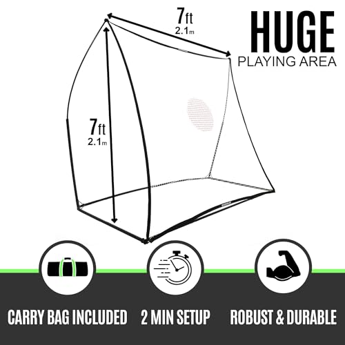 QUICKPLAY Spot Target Soccer Rebounder | Weather-Resistant Rebound Net with Carry Bag | Great for Passing, Receiving, and Trapping Practice | Ideal for Team or Solo Training - style: 7x7ft