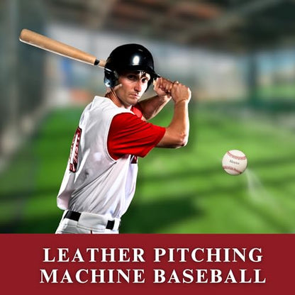 Heater Sports Leather Pitching Machine Baseballs, Low Profile Seams for Greater Accuracy, Batting Practice Training Balls Safe for Aluminum, Wooden or Composite Bats, 12 Pack