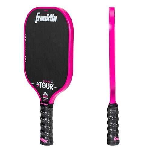 Franklin Sports Pro Pickleball Paddle Set - FS Tour Series Carbon Fiber Paddle, Cover + Eraser - 14mm + 16mm - color: Pink, size: Tempo - 14mm