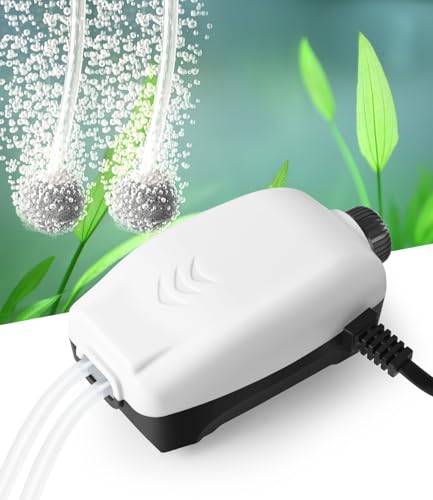 2W Nano Whisper Aquarium Air Pump, 57GPH Adjustable Dual Outlet Fish Tank Oxygen Pump, Aquarium Aerator for 1-50 Gallon Fish Tanks - style: 2W-57GPH