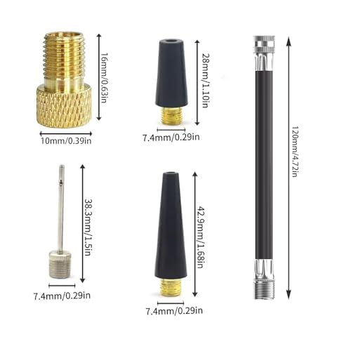 Air Pump Adaptor Kit with Presta Valve Adaptor Convert Presta to Schrader Adapter, Presta Valve Extension Adaptor Hose, Ball Pump Inflation Needles, Balloons Yoga Ball Swimming ring Inflatable nozzles
