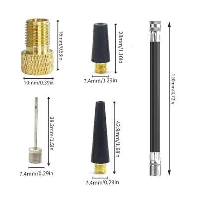 Air Pump Adaptor Kit with Presta Valve Adaptor Convert Presta to Schrader Adapter, Presta Valve Extension Adaptor Hose, Ball Pump Inflation Needles, Balloons Yoga Ball Swimming ring Inflatable nozzles