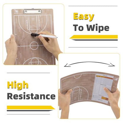 WISYOK Double-Sided Basketball Coaching Clipboard, Dry Erase Board for Coaches, Ideal Basketball Coach Gift - style: Basketball
