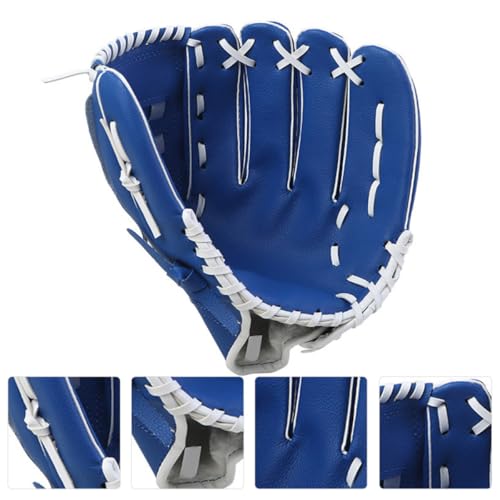 Generic Pu Infielder Baseball Glove 9.5-inch Thickened Softball Mitt, Blue Pitcher Training Mitt Without Ball, Youth Sports Protective Gear