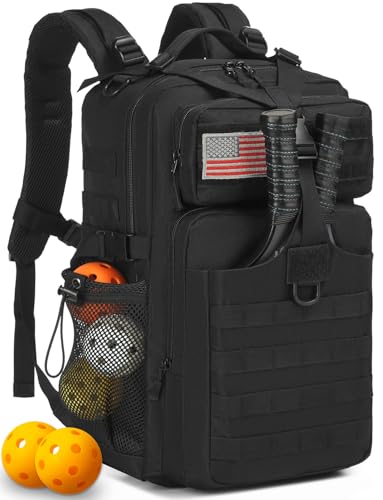 Pickleball Backpack for Men and Women, Tactical Pickleball Paddle Bag with Molle System Design