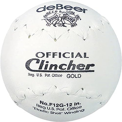 deBeer 12" Gold Clincher Softballs – Official Size & Weight – 1 Dozen (12 Balls)