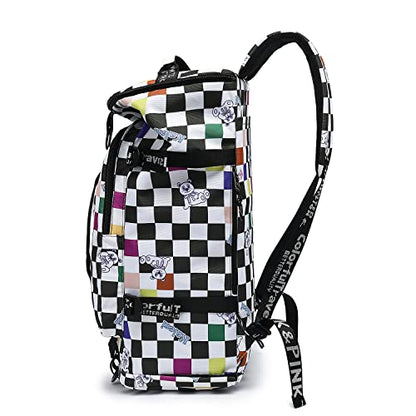 Kalesi Gym Duffle Bag Backpack 4-Way Waterproof with Shoes Compartment for travel Sport Hiking laptop (Checkerboard) - color: Checkerboard