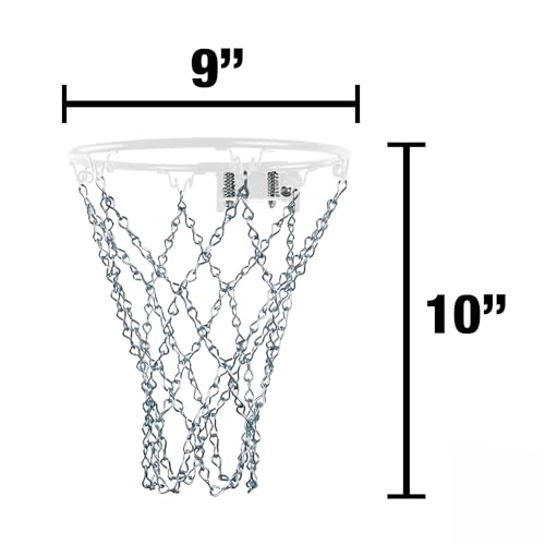 Mini Basketball Set, 9-Inch White Rim with Chain Net, Door Hooks, Ball and Pump - color: Silver