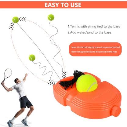 ALLOMN Solo Tennis Trainer Rebound with 3 String Balls, Solo Practice Rebound Ball for Adults, Portable Tennis Training Equipment for Beginners Sport Exercise, Tennis Rebounder Kit.
