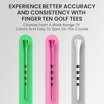 FINGER TEN Extra Long Golf Tees Plastic 4 Inch or 5 Inch Value 50 Pack, Unbreakable & Consistent Height Tees with Reduce Friction, Driving Range Tee Easy to Find in White Pink Green - color: Green, size: 4 Inch