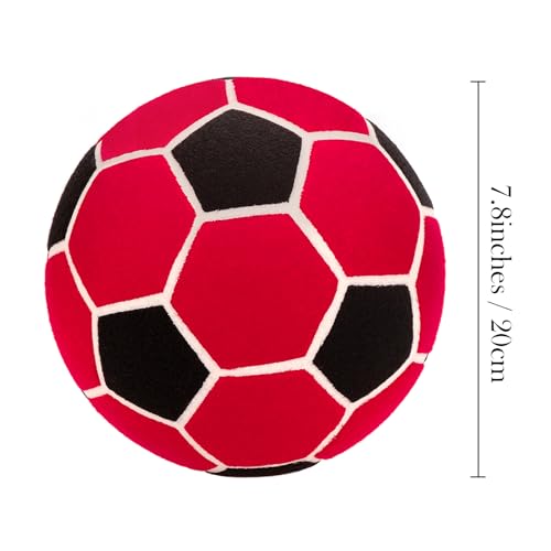 Linkidea Soccer Ball Size 4 for Indoor, Soft Soccer Ball for Inside House, Fun Soccer Gift for Kids with Pump (Black & Red), GOL1-07
