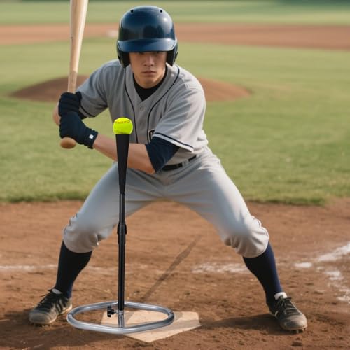 Portable Baseball Tee, Batting Tee for Baseball/Softball/Tee Ball, Adjustable Height, Weighted Base for Stability, Hitting Tee for Kids/Youth, Training Equipment for Baseball Practice - size: 20"-26" Height