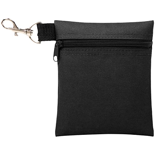 Golf Tee Pouch, 5.62 X 6.87 Inch Professional Zipper Golf Tee/Ball Pouch Bag with Metal Lobster Claw Clip - color: BLACK