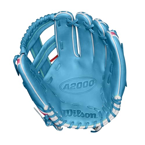Wilson Fall 2024 A2000® Baseball Gloves - color: Sky Blue/Flamingo, size: Infield - 11.75"