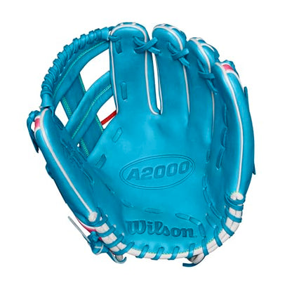 Wilson Fall 2024 A2000® Baseball Gloves - color: Sky Blue/Flamingo, size: Infield - 11.75"