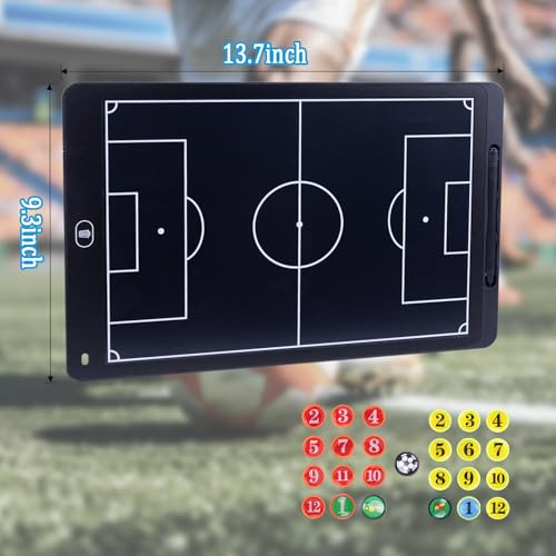 Magnetic Electronic Soccer Coaching Board, 16 inch LCD Soccer Coaching Board,LCD Soccer Strategy Board with Stylus Pen,Soccer Board Tactic Board, Training Equipment