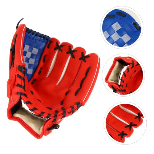 Yardwe PU Leather Baseball Glove Infielder Pitcher Training Protective Mitt Red Flexible Thickened Cushioning for Youth and Adult Players