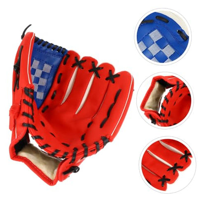 Yardwe PU Leather Baseball Glove Infielder Pitcher Training Protective Mitt Red Flexible Thickened Cushioning for Youth and Adult Players