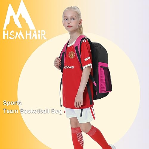 Hsmihair Basketball Backpack Large Sports Bag for Men&Youth,Gym Bag with Separate Ball & Shoes Compartment,Travel Bag for Basketball,Soccer,Volleyball - color: Red