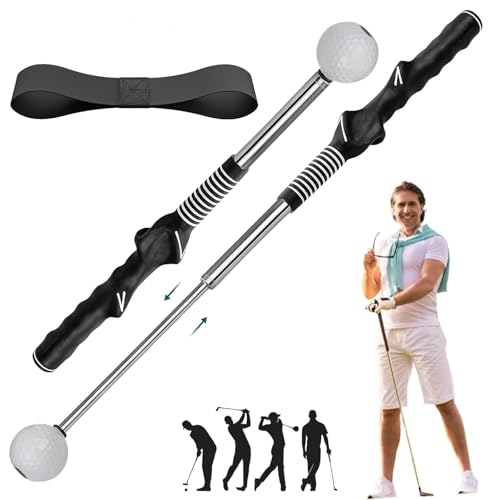 Retractable Golf Swing Training Aid, Golf Grip Trainer and Right-Handed Golf Training Aid for Chipping Hitting, Portable Grip Trainer with Click Feedback