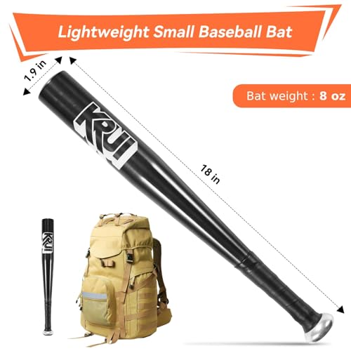 KRUI Aluminum Baseball Bat, 18 Inch Self Defense Bat, Lightweight Bat for Tire Checker, Fish, Keeps in Home, Car, Backpack for Self Defense - color: Black