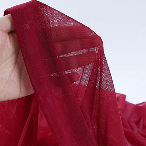 Superfine 4-Way Stretch Net Fabric Nylon Spandex Power Mesh, Pre-Cut 5 Yards Long 60" Wide, Lightweight Sheer (Wine Red) - color: Wine Red