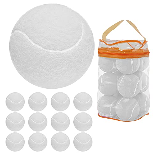 GKK Durable Pressurized Tennis Balls - 12 Pack Yellow Felt Training Balls for Beginners and Dogs - color: white tennis balls