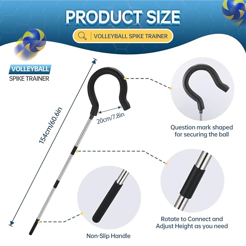 Volleyball Spike Trainer with Adjustable Height & Real Ball Feel - Hitting Training Equipment for Spiking,Jumping, and Serving Practice -Lightweight,Non-Slip Design/Durable- Perfect for Beginners/Pros