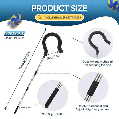Volleyball Spike Trainer with Adjustable Height & Real Ball Feel - Hitting Training Equipment for Spiking,Jumping, and Serving Practice -Lightweight,Non-Slip Design/Durable- Perfect for Beginners/Pros