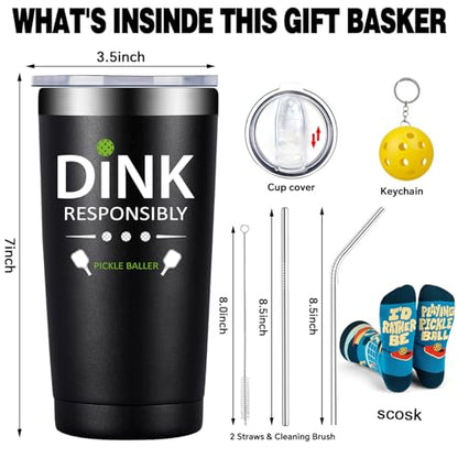 Fufandi Pickleball Gifts for Men Women - Pickle Ball Dink Responsibly - Christmas, Birthday Gifts for Pickleball Lovers Player Coach - Tumbler Cup 20oz