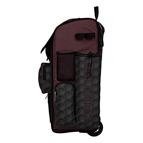 Boombah Rolling Superpack 2.0 3DHC Baseball/Softball Gear Bag - 23-1/2" x 13-1/2" x 9-1/2" - Multiple Colors - Telescopic Handle and Holds 4 Bats - Wheeled Version - color: Black/Maroon
