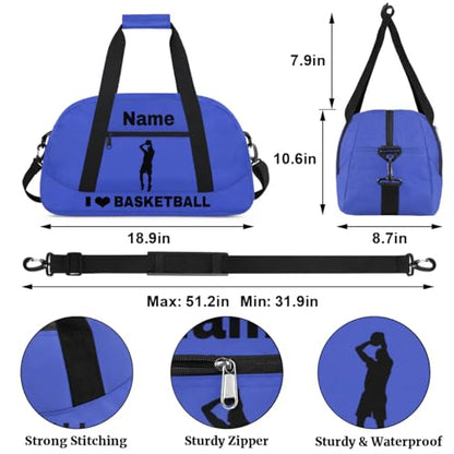 Custom Sport Duffel Bag Basketball Personalized Name Sports Bag Overnight Weekender Bag Waterproof Travel Sport Gym Bags, Blue - color: Blue, style: Basketball